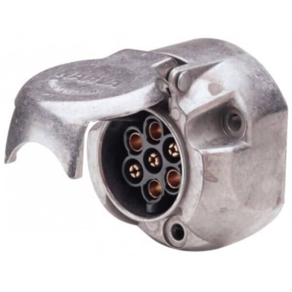 "Trailparts 7 Pin Round Socket: Durable B8 Alloy Socket for Trailers"