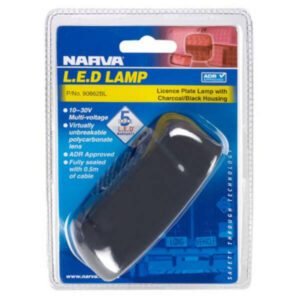 "Narva 90862 Multivolt Number Plate Light in Black Chrome & White - Enhance Your Vehicle's Visibility"