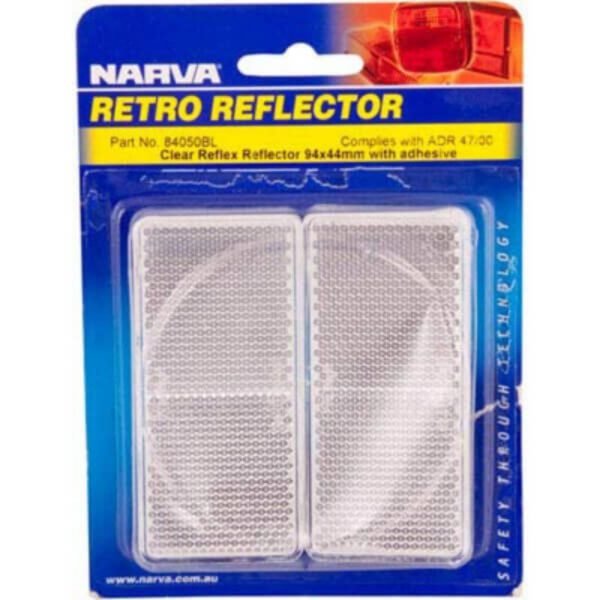 "Narva 84050Bl Clear Retro Reflector 94 X 44mm - Self Adhesive for Maximum Visibility"