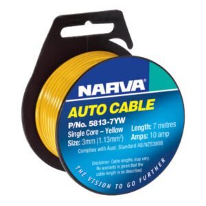 "Narva Single Core Cable 3Mm Yellow 7M - Durable & Reliable Electrical Cabling"