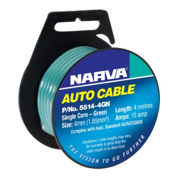 "Narva 4mm Single Core Cable - 30m Green - Buy Now!"