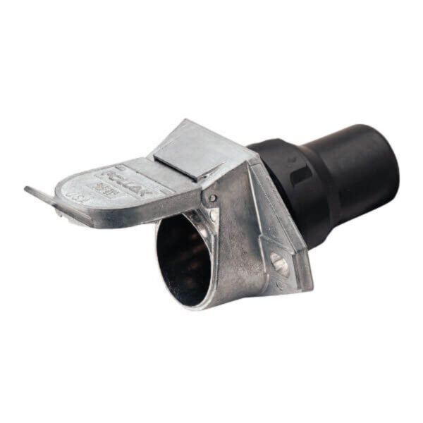 Narva 82094 7 Pin Heavy-Duty Round Metal Trailer Socket w/ Rubber Boot | Durable & Reliable