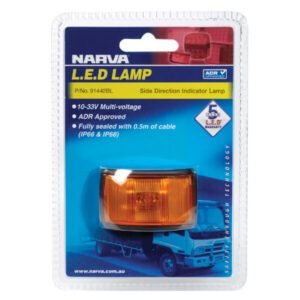 "Amber Narva 91442 10-33 Volt LED Side Direction Indicator Lamp with Black Deflector Base"